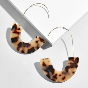 2018 Fashion ZA Jewelry Acrylic Resin Oval Dangle Earrings For Women Geometry Big Circle Tortoiseshell Earrings Acetate Brincos