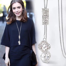 Load image into Gallery viewer, BYSPT Zircon Black Rose Flower Long Necklace Sweater Chain Fashion Metal Chain Crystal Flower Pendant Necklaces Adjusted