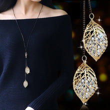 Load image into Gallery viewer, BYSPT Zircon Black Rose Flower Long Necklace Sweater Chain Fashion Metal Chain Crystal Flower Pendant Necklaces Adjusted