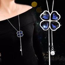 Load image into Gallery viewer, BYSPT Zircon Black Rose Flower Long Necklace Sweater Chain Fashion Metal Chain Crystal Flower Pendant Necklaces Adjusted