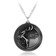 Load image into Gallery viewer, Game of Thrones necklace Stark family lion wolf dragon deer Lannister Targaryen Stark Baratheon Arryn Greyjoy family members