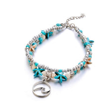 Load image into Gallery viewer, LE SKY Fashion Beach Jewelry Double Layer Love Heart Starfish Pendant Beads Anklet Foot Chain Ankle Bracelet Jewelry For Women