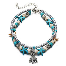 Load image into Gallery viewer, LE SKY Fashion Beach Jewelry Double Layer Love Heart Starfish Pendant Beads Anklet Foot Chain Ankle Bracelet Jewelry For Women