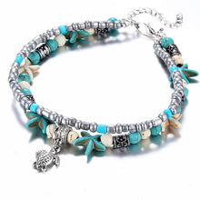 Load image into Gallery viewer, LE SKY Fashion Beach Jewelry Double Layer Love Heart Starfish Pendant Beads Anklet Foot Chain Ankle Bracelet Jewelry For Women