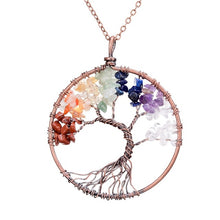 Load image into Gallery viewer, SEDmart 7 Chakra Tree Of Life Pendant Necklace Copper Crystal Natural Stone Necklace Quartz Stones Pendants Women Christmas Gift