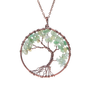 SEDmart 7 Chakra Tree Of Life Pendant Necklace Copper Crystal Natural Stone Necklace Quartz Stones Pendants Women Christmas Gift