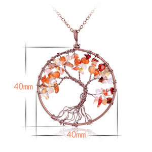 SEDmart 7 Chakra Tree Of Life Pendant Necklace Copper Crystal Natural Stone Necklace Quartz Stones Pendants Women Christmas Gift