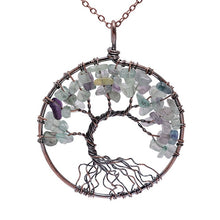 Load image into Gallery viewer, SEDmart 7 Chakra Tree Of Life Pendant Necklace Copper Crystal Natural Stone Necklace Quartz Stones Pendants Women Christmas Gift