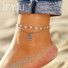 Load image into Gallery viewer, IF YOU Bohemia Sunflower Summer Beach Multilayer Anklets For Women BOHO Foot Chain Anklet Jewelry Bracelet On Leg 2019 New Trend