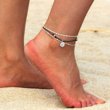 Load image into Gallery viewer, MINHIN Multi Layer Boho Anklets For Women Fashion Sun Pendent Silver Anklet Handmade Chain Anklets Foot Jewelry 2 Pcs