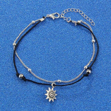 Load image into Gallery viewer, MINHIN Multi Layer Boho Anklets For Women Fashion Sun Pendent Silver Anklet Handmade Chain Anklets Foot Jewelry 2 Pcs
