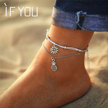 Load image into Gallery viewer, IF YOU Bohemia Sunflower Pineapple Summer Beach Multilayer Anklets For Women Foot Chain Anklet Jewelry Bracelet On Leg 2019 New