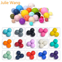 Load image into Gallery viewer, Julie Wang 20PCS 10/12/15mm Round Food Grade Silicone Beads For Necklace Pendant Bracelet Anklet Jewelry Making Accessory